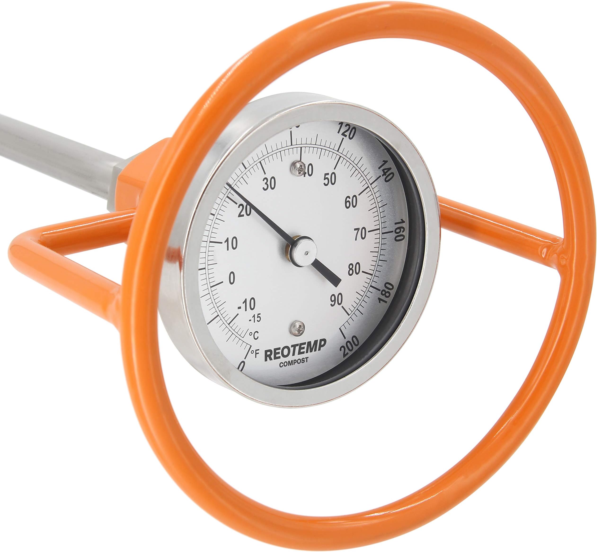 Heavy Duty Compost Thermometer with Probe Guard Bundle - Fahrenheit and Celsius, Made in The USA (48 Inch Stem)