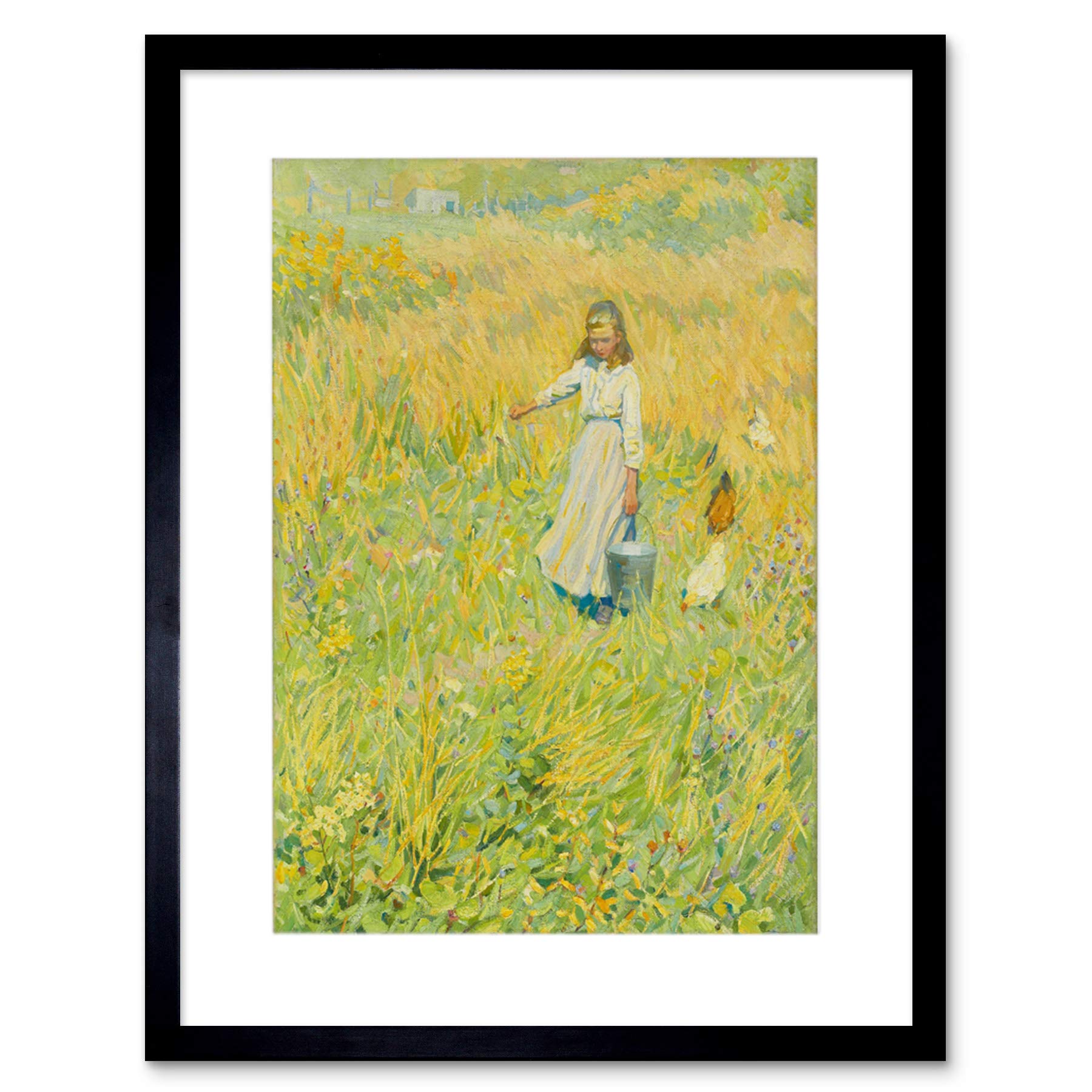 Wee Blue Coo Black Painting Meadow Helen Galloway Mcnicoll The Little Worker Framed Wall Art Print