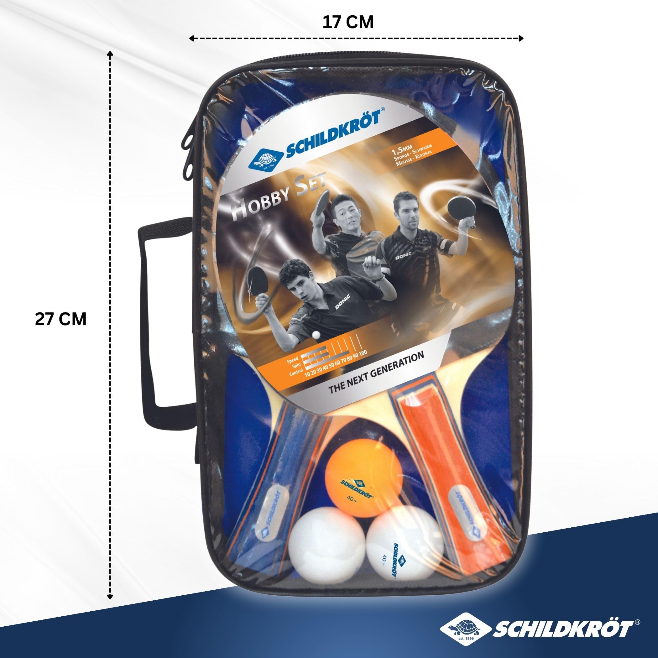 Donic-Schildkröt 788602 Hobby - Juego de ping pong para 2 jugadores (2 palas, 3 pelotas, en bolsa de transporte)