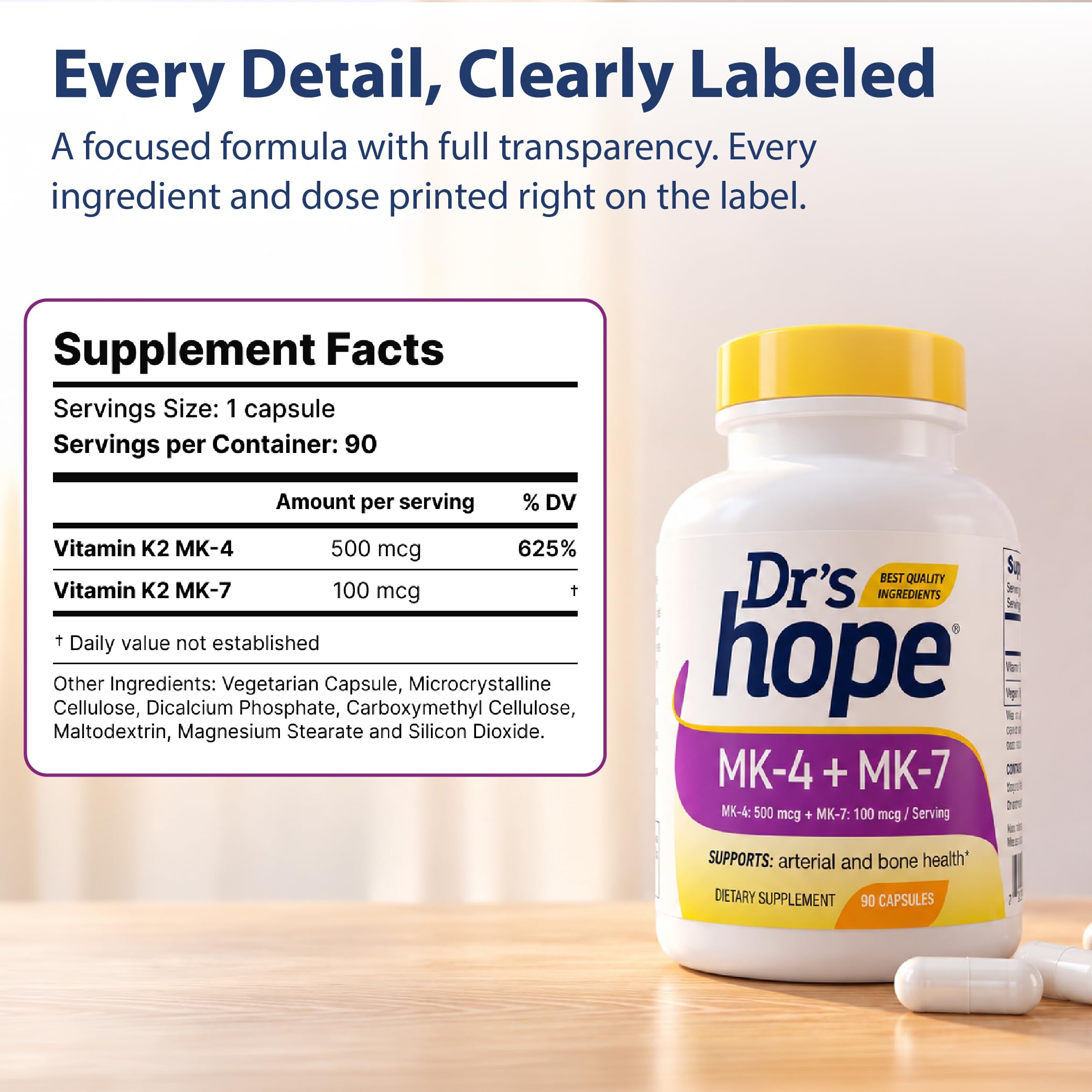 Amazon.com: Dr's Hope Natural Vitamin K2 MK4 & MK7 | Made in USA