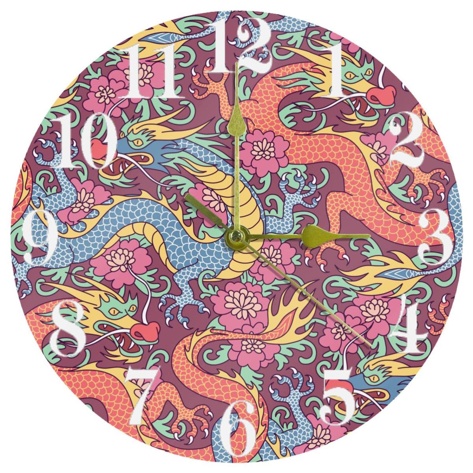 Horloge murale à quartz avec dragon pour personnaliser une cuisine familiale