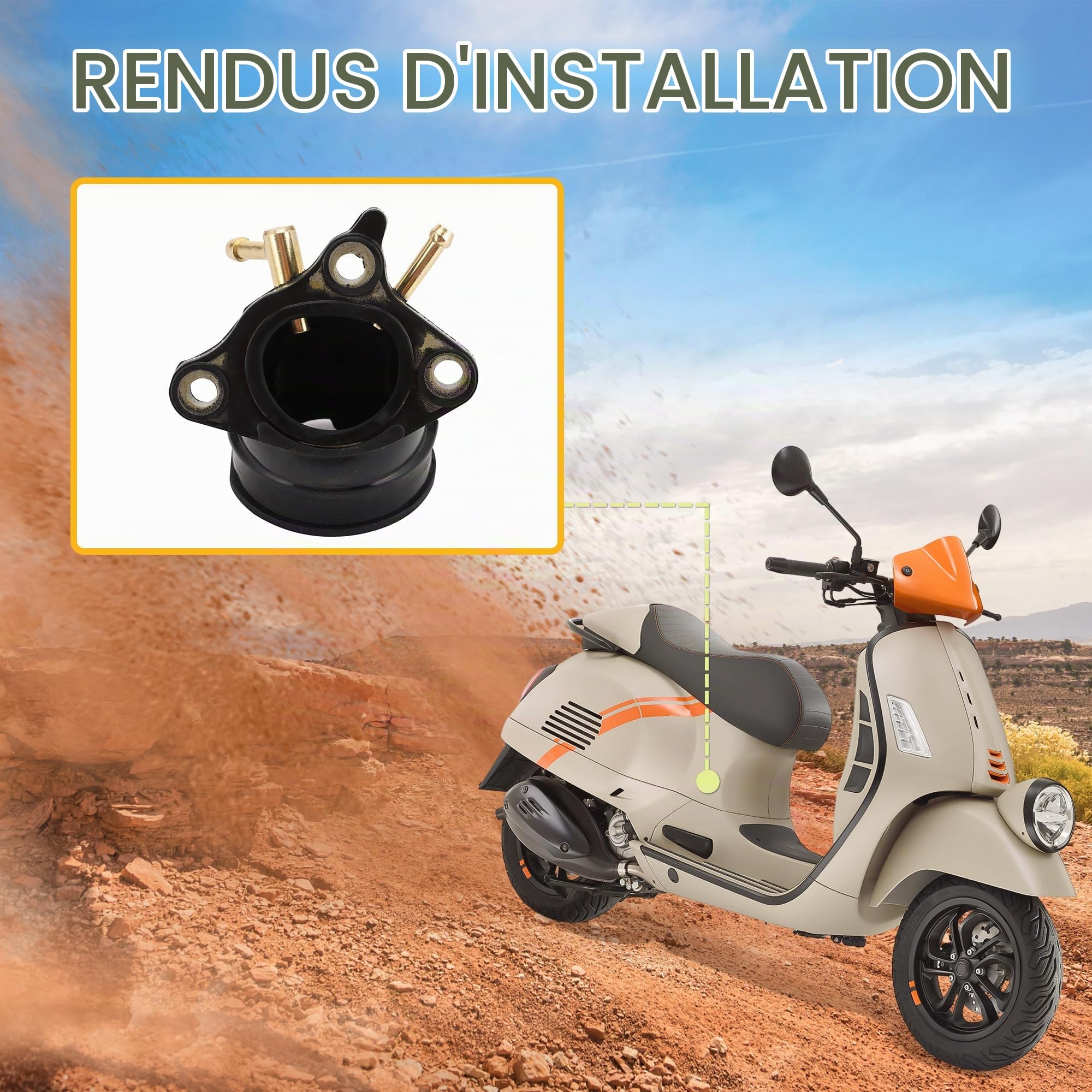 GOOFIT Tuyau De Collecteur D'admission Remplacement pour Vespa GT GTL GTS GTV 125cc-200cc Piaggio Beverly X8 X9 XE