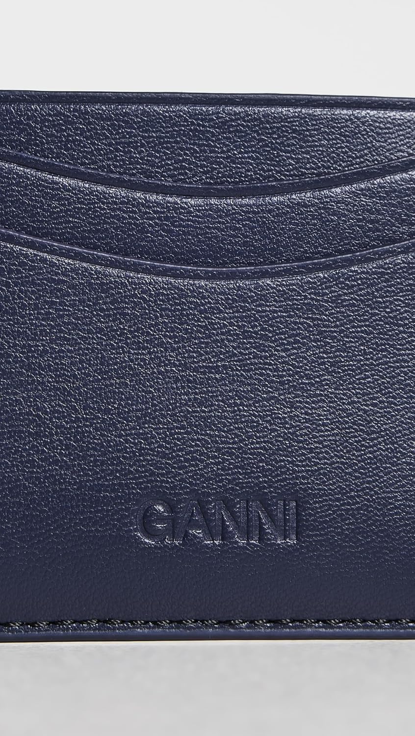 Ganni Women's Card Holder With Flap Bear, Black/Iris, One Size