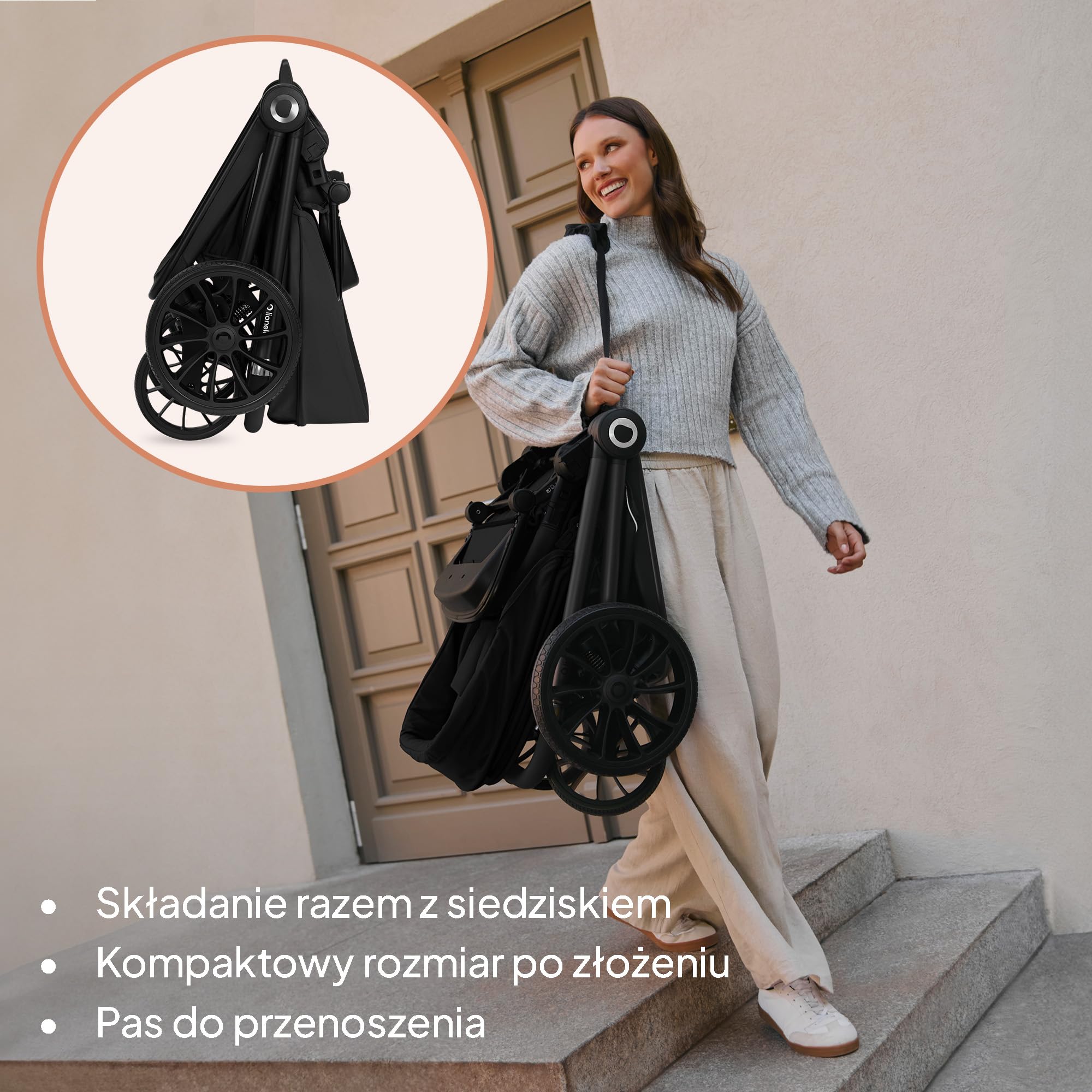 LIONELO MIKA PLUS Wózek Spacerowy Dziecięcy 6-48 miesięcy do 22 kg, Regulacja Oparcia i Podnóżka, Amortyzacja, Obrotowe Koła PU 360° Wodoodporna Budka XXL, UPF50+