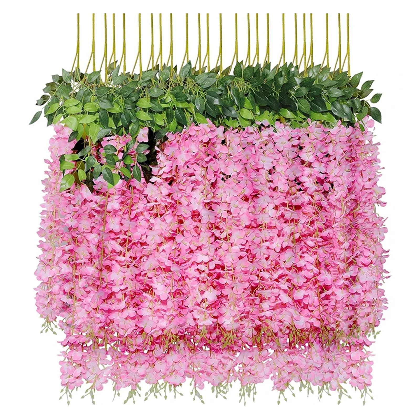Künstliche Blumengirlande Lila Glyzinien Kunstblumen 12 Stück Hängegirlande Hochzeit Gefälschte Blumenschnur Seidenblumen Hausgarten Hochzeitsdekoration(Pink)
