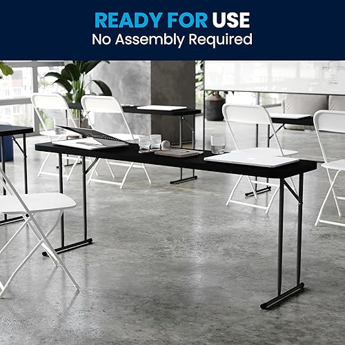 Miniatura 7 de BizChair 6-Foot Rectángulo Granito Blanco Plástico Plegable EntrenamientoSeminario Mesa