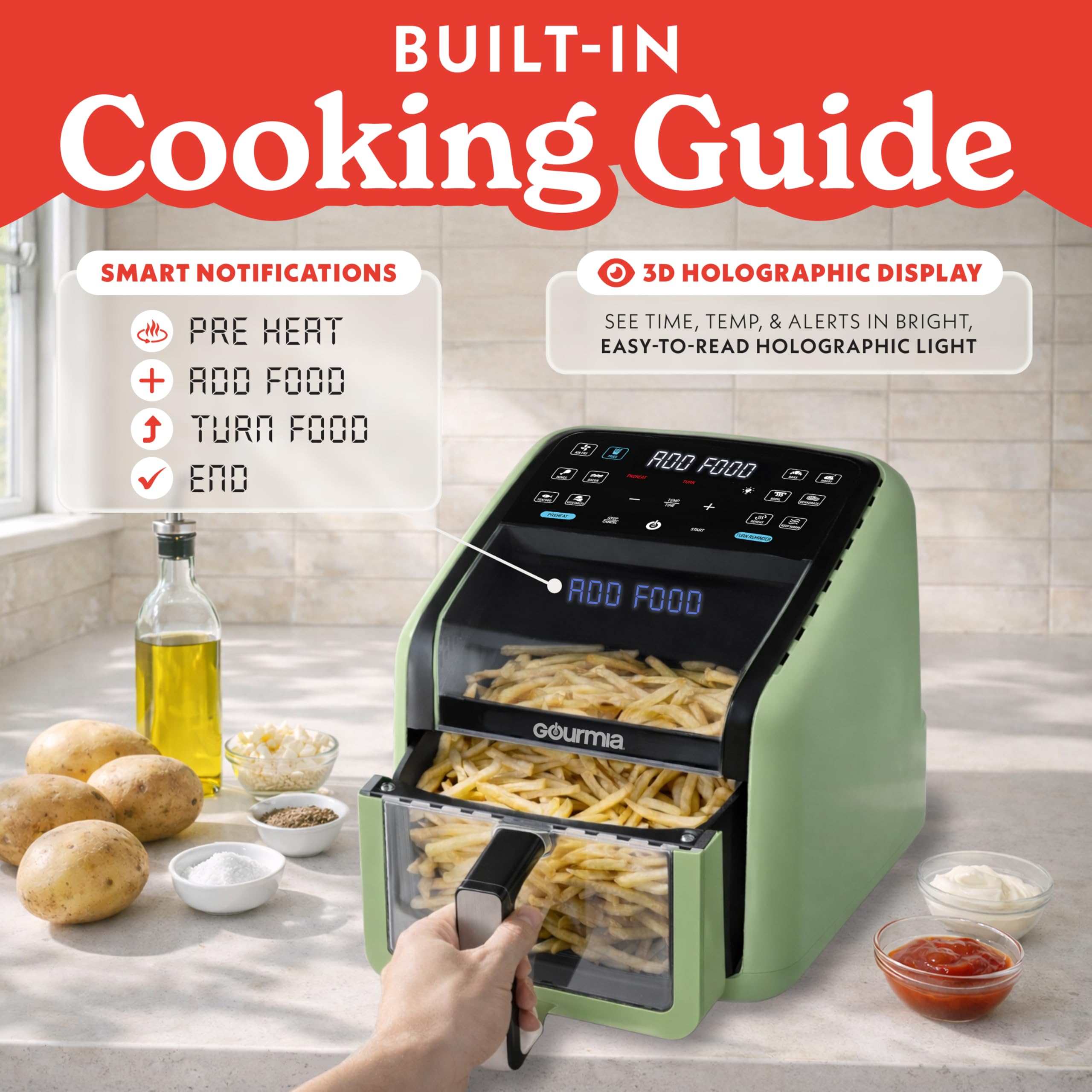 Amazon.co.jp: Gourmia Air Fryer 7クォート - 見やすいパノラマ