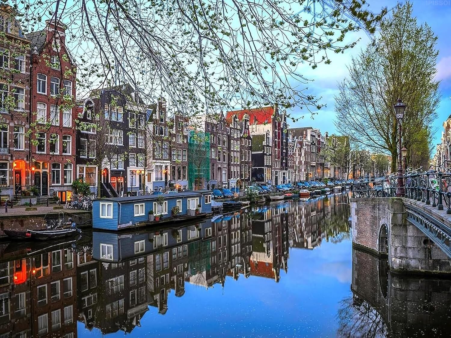 Holland Amsterdam DIY 5D Diamond Painting Kits for Adults, Bright Diamond Craft Friends Gifts, Full Round Drill Paint by Numbers Arts Pictures for Relaxation and Home Wall Decor 12 X 16 Inch