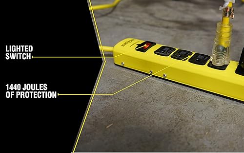 Miniatura 4 de Yellow Jacket 5138N - Protector de sobretensiones de cableado, con cable de 15 pies, 6 enchufes