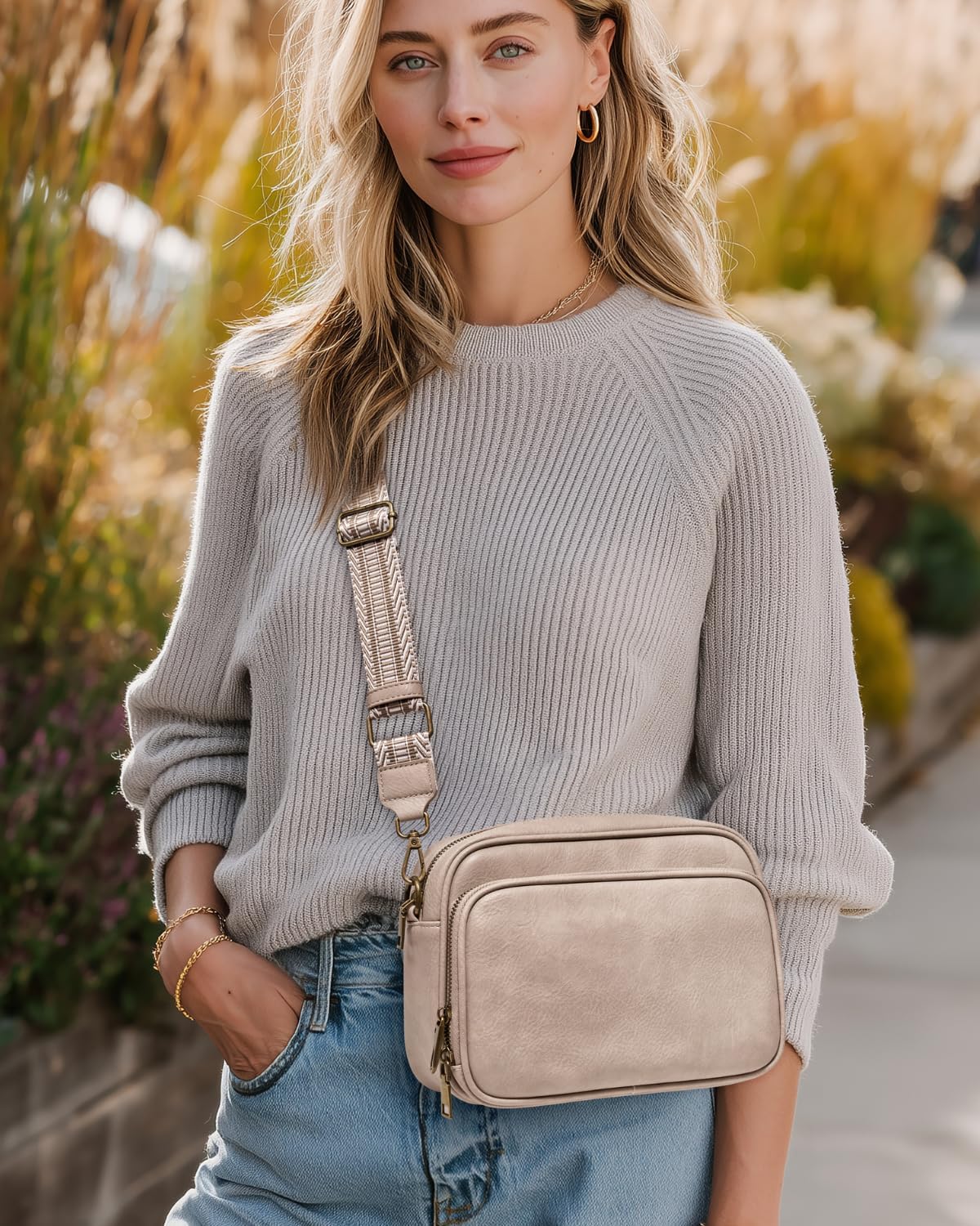 Crossbody Bags with Built-in Wallet, Anti-Theft Travel Purse with Card Slots, Trendy Vegan Shoulder Bag for Women Men - Image 3