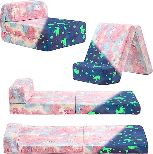 Miniatura 12 de Tiita Sofá cama plegable para niños, sofá cama plegable con funda extraíble, futón para niños, colchón plegable para habitación de los niños, sala