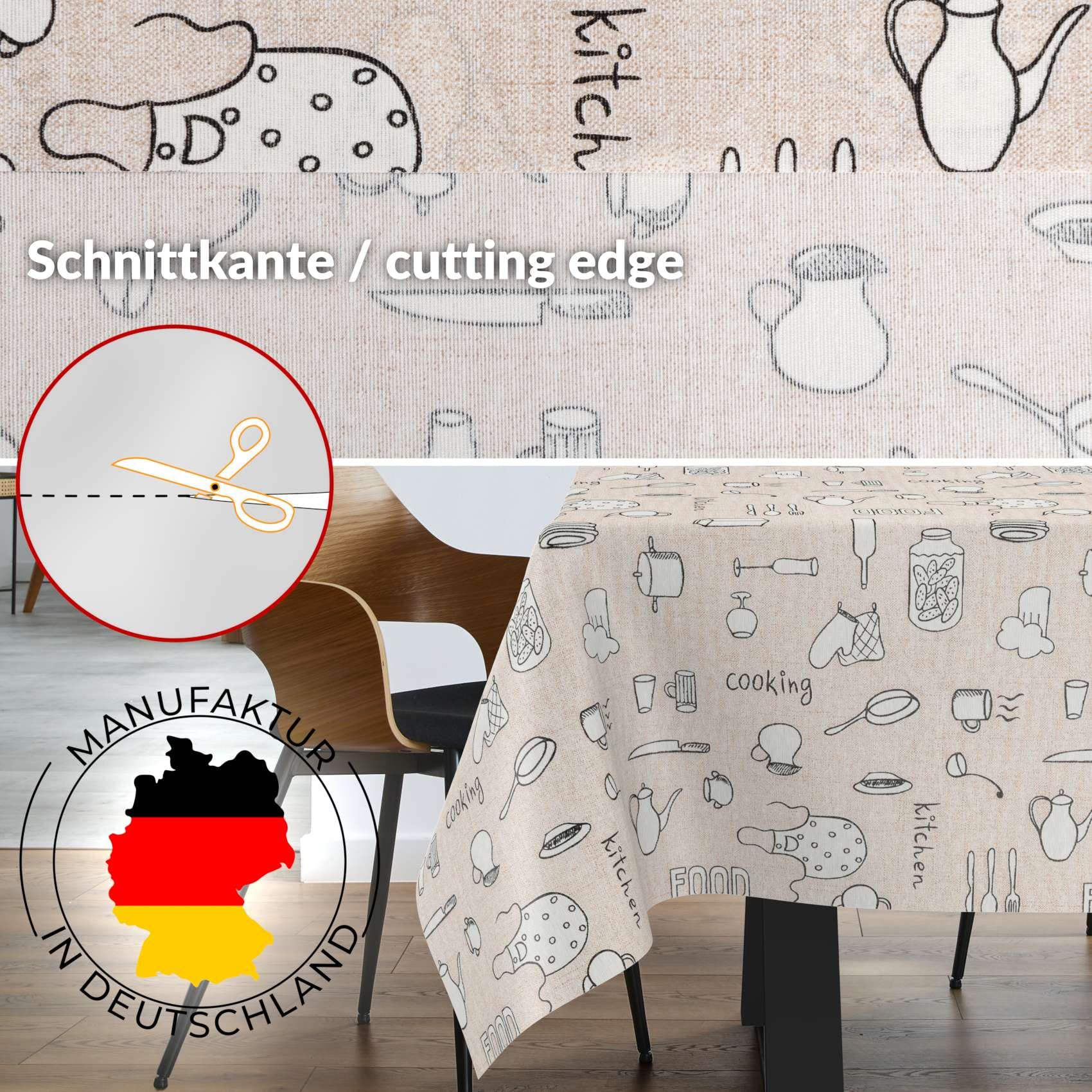 Mantel de tela textil lavable, mantel de algodón, poliéster, cocina, 350 x 140 cm, para interior y exterior