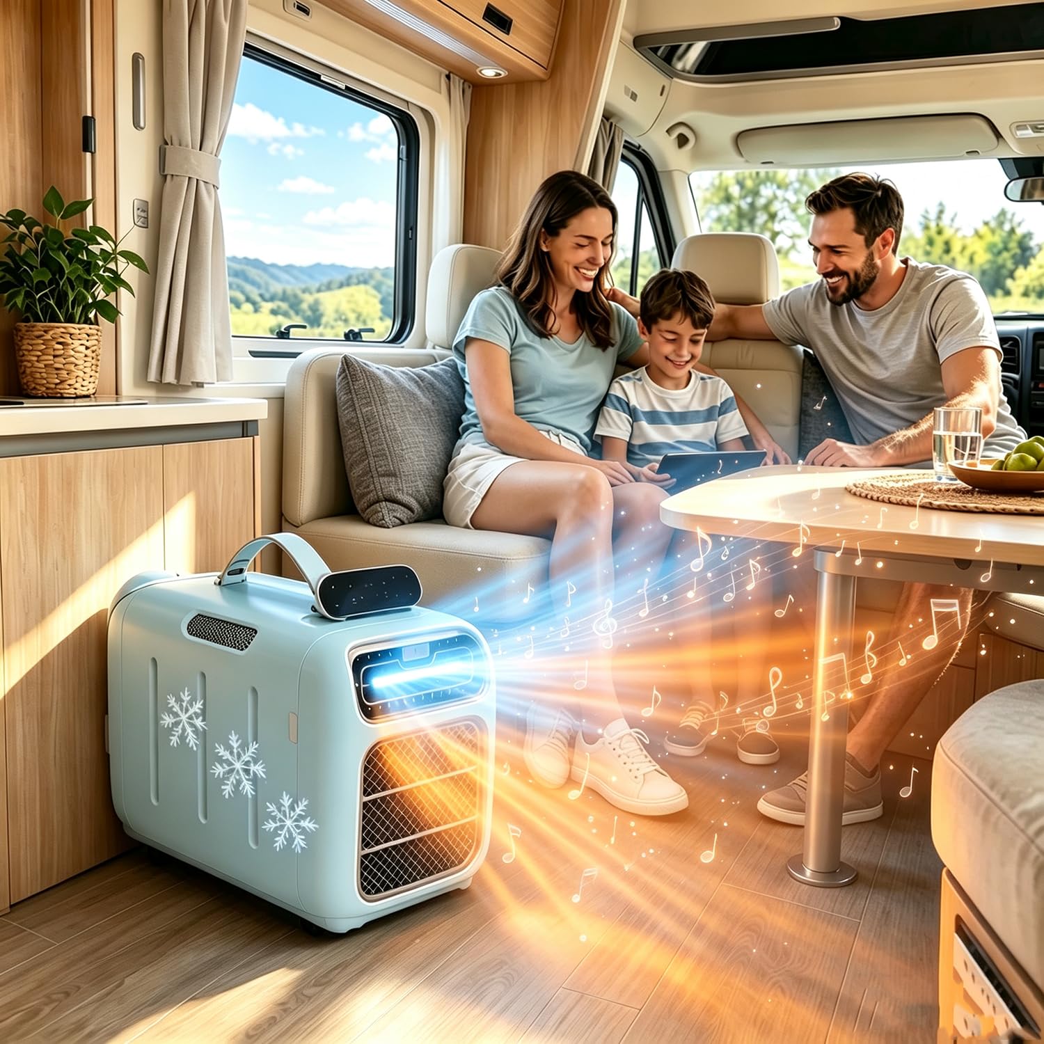 Aire Acondicionado Portátil Para Tiendas De Campaña,Aire Acondicionado Portátil 2 En 1 Con Función De Refrigeración Y Calefacción,Baja Potencia,Para Camping,Caravanas,Dormitorios Cold+Hot+music