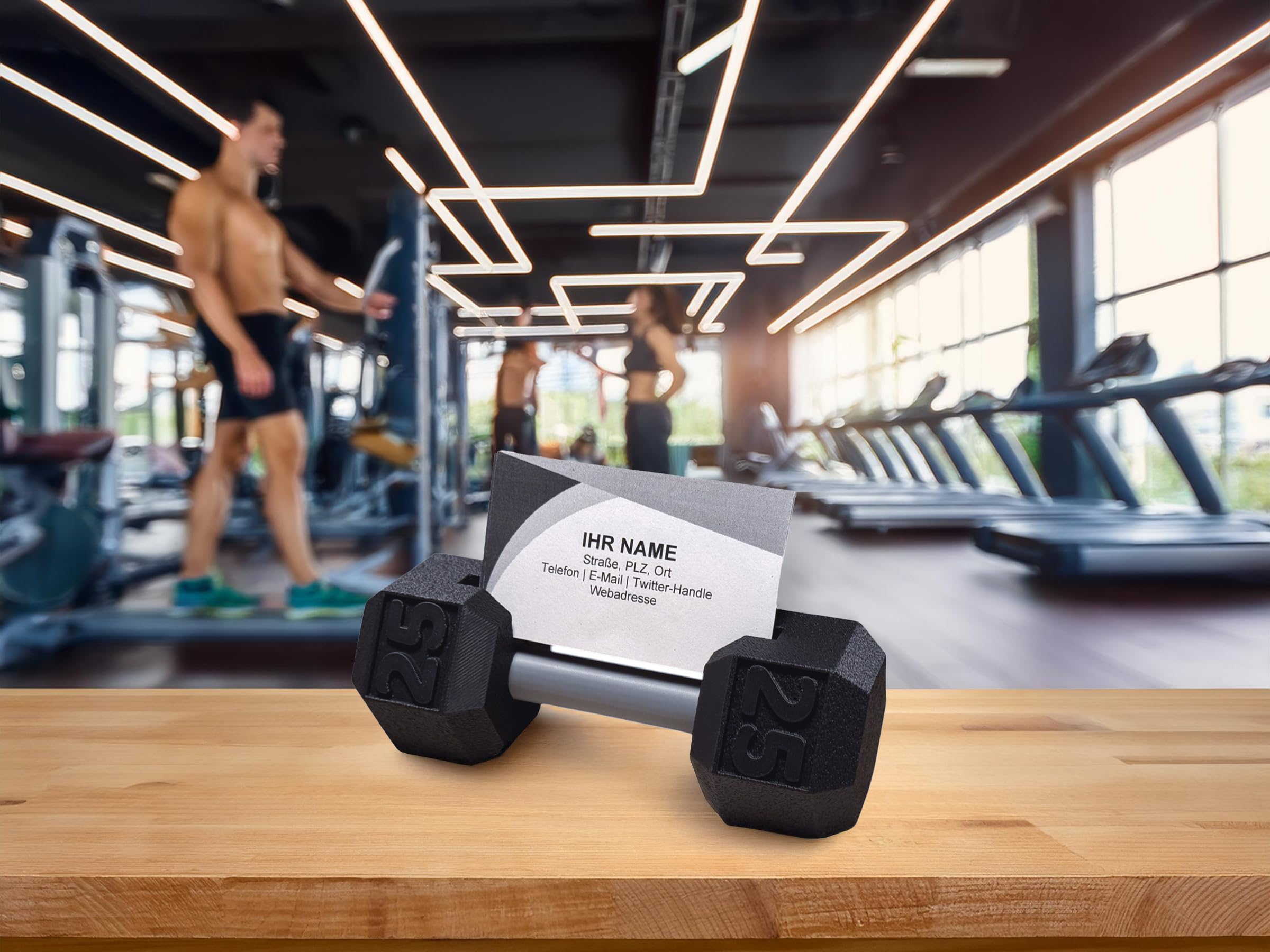 Supporto per Carte da Visita a Forma di Manubrietto - Allenamento Fitness - Decorazione per Yoga, Fitness Studio, Ufficio - Sportivo - Gym - Sport - Decorazione Fitness