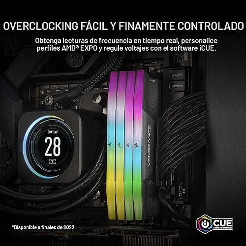 Miniatura 5 de CORSAIR Vengeance RGB DDR5 32 GB (2 x 16 GB) DDR5 6000 MHz CL36 AMD Expo Intel XMP iCUE Memoria de computadora compatible - Gris (CMH32GX5M2E6000Z36)