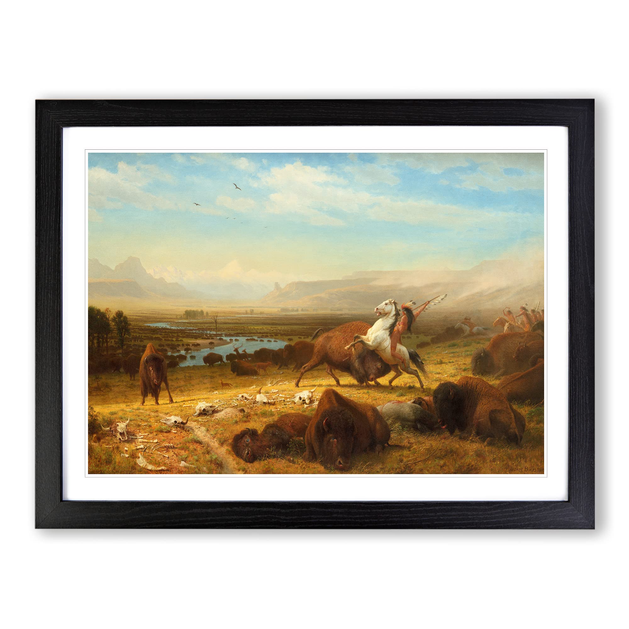 The Last Of The Buffalo By Albert Bierstadt Classic Painting Framed Print, Black, A4 (34 x 25 cm)