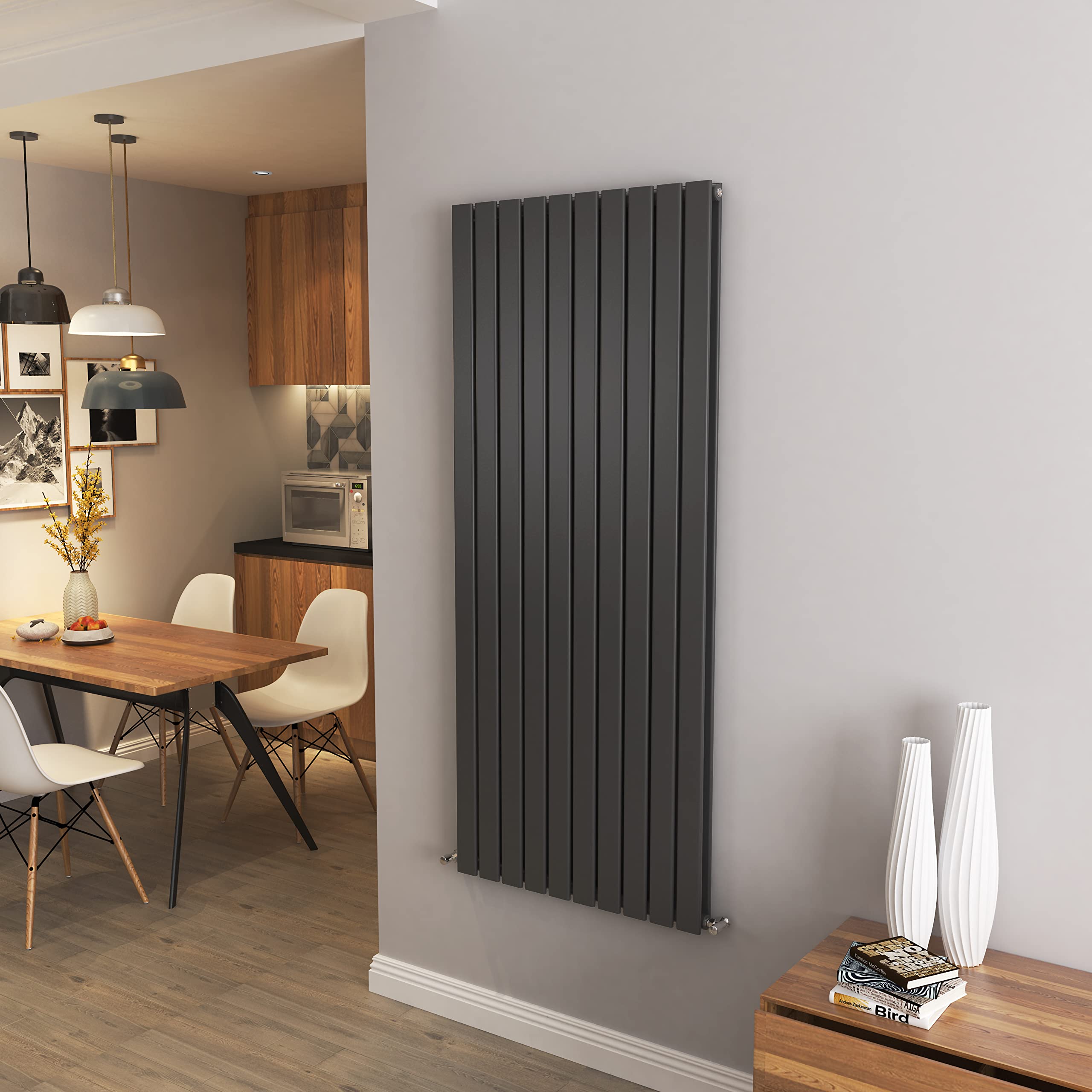 Anthracite Vertical Radiator Double Column Flat Panel Central Heating Radiators 1600 * 680mm