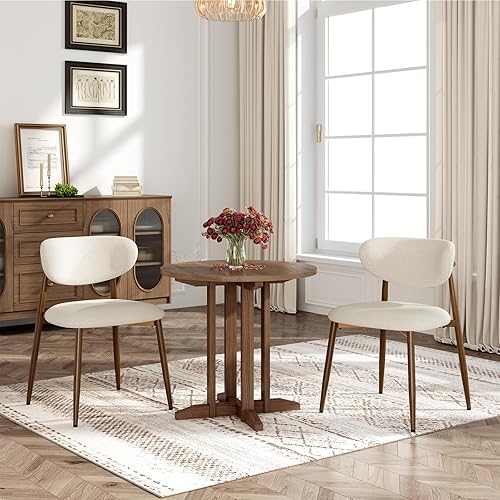 Miniatura 3 de Juego de 2 sillas de comedor, sillas de cocina con respaldo curvado con patas de metal y almohadillas antideslizantes, silla de comedor tapizada