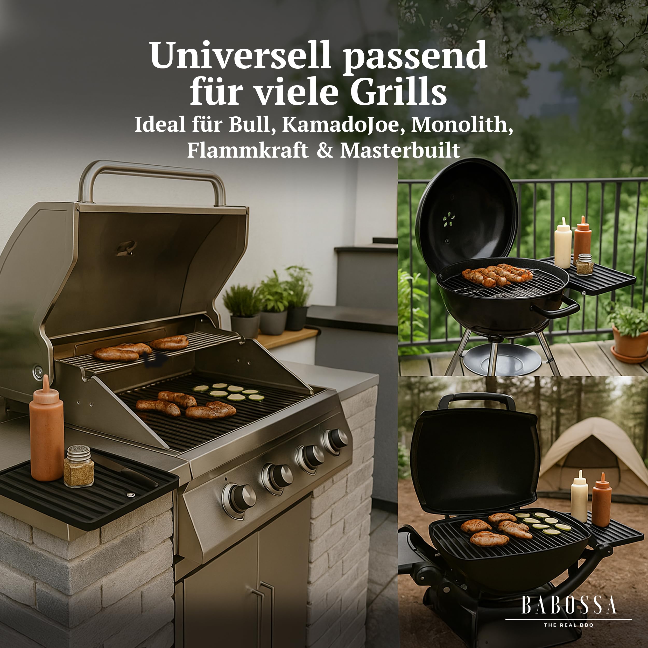 BABOSSA Magnetische Besteckablage – Silikon Grill Matte 44 x 34 cm – Rutsch- und spühlmaschinenfest - Zubehör für BBQ und Grill – Hitzebständig und vielseitig einsetzbar