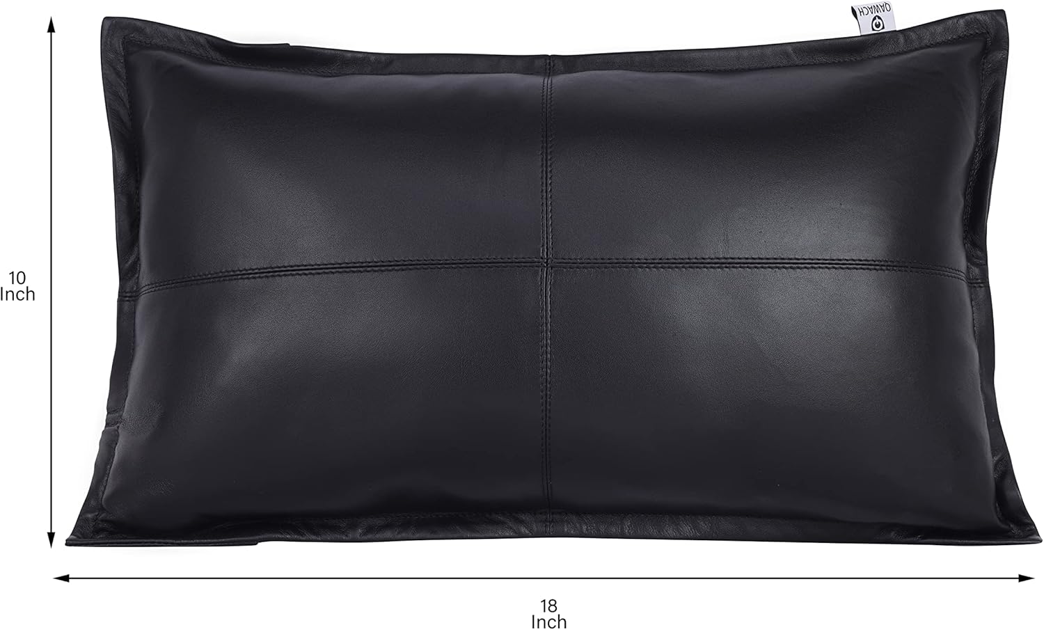 Lambskin Leather Rectangle Pillow Cover - Soft Luxury Cushion Case, Decorative Throw Covers for Sofa, Living Room & Bedroom 14X22 Inch, Black Box Pack of 2