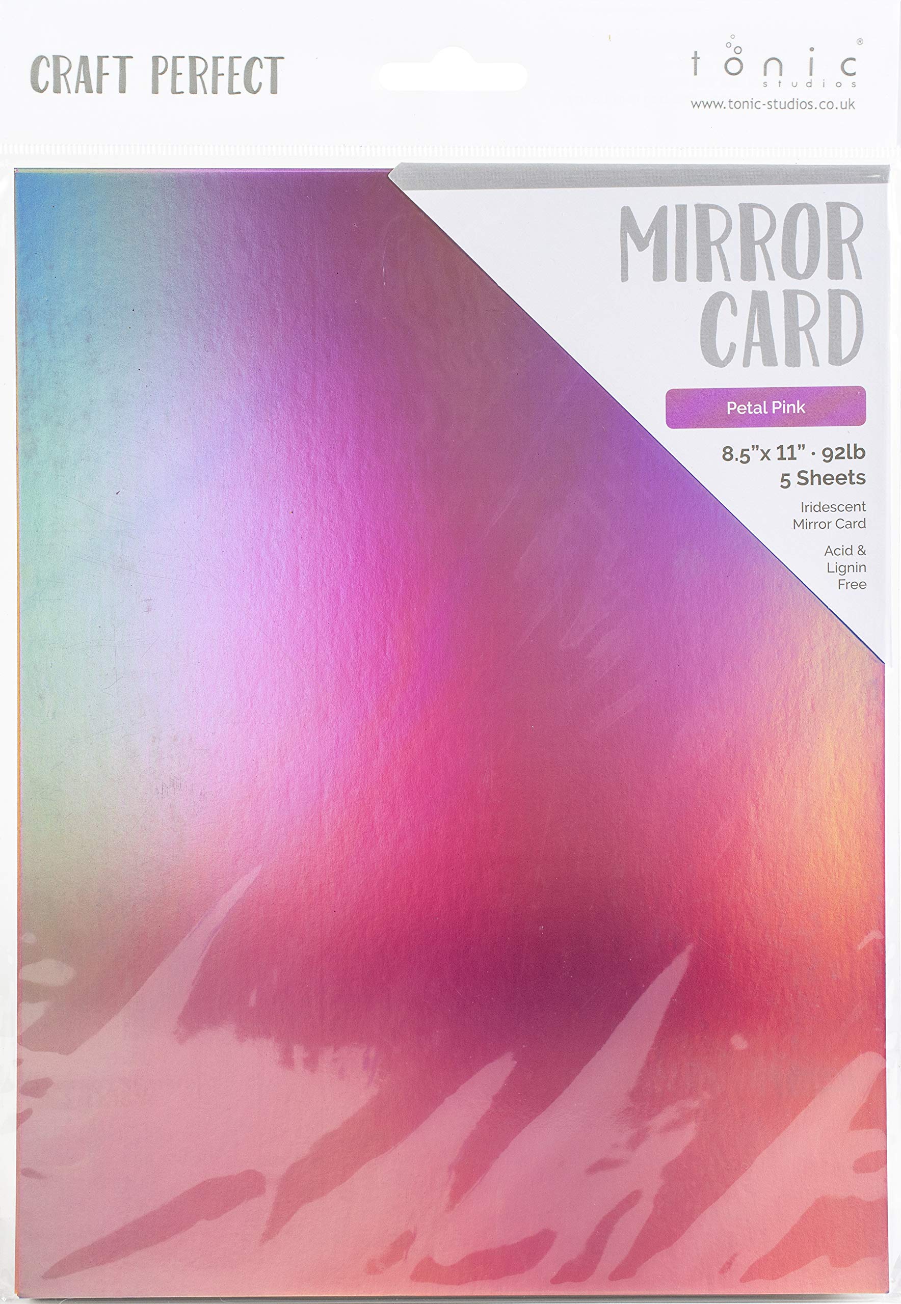 Craft Perfect Mirror Cardstock 92lb 8.5"X11" 5/Pkg-Iridescent -Petal Pink