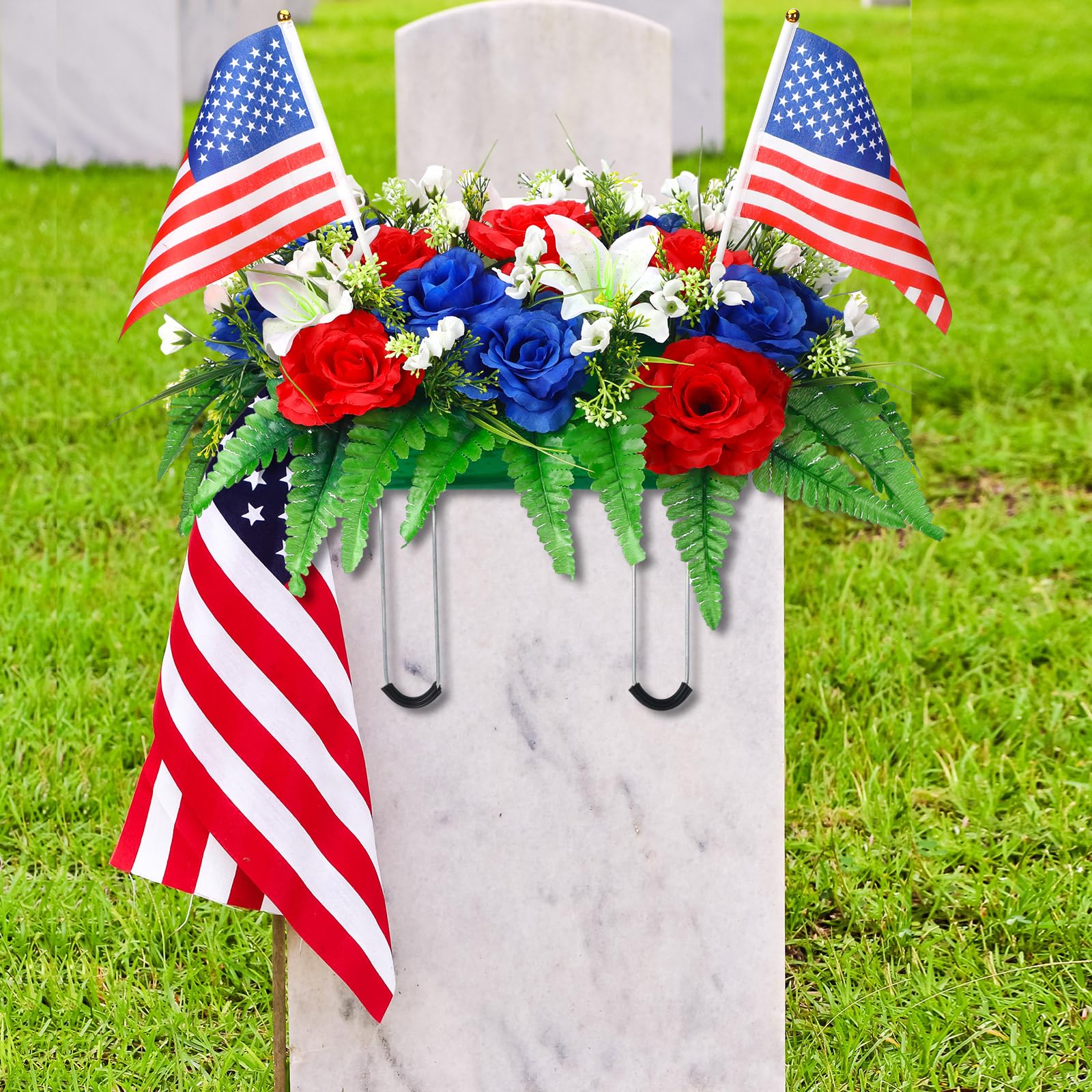 Snapklik.com : Memorial Day Headstone Flower Saddle Artificial Cemetery