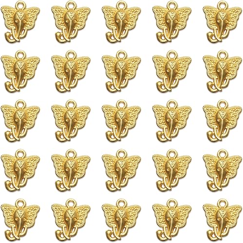 50pcs de oro antiguo plateado elefante encantos colgante DIY pulseras collar fabricación de joyería artesanía al por mayor 0.630inx0.591in (A214)