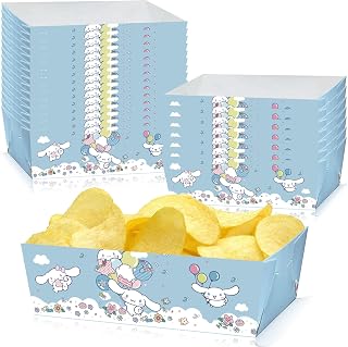 24pcs Cinnamoroll Birthday Decorations Party Paper Trays, Cinnamoroll Party Supplies Party Plate, Cinnamoroll Party Favors Nacho Paperboard Hot Dog Popcorn