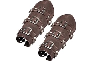 1 Pair Medieval Black Leather Arm Gauntlet With Buckle Knight Bracers Halloween Cosplay Costume Accessory