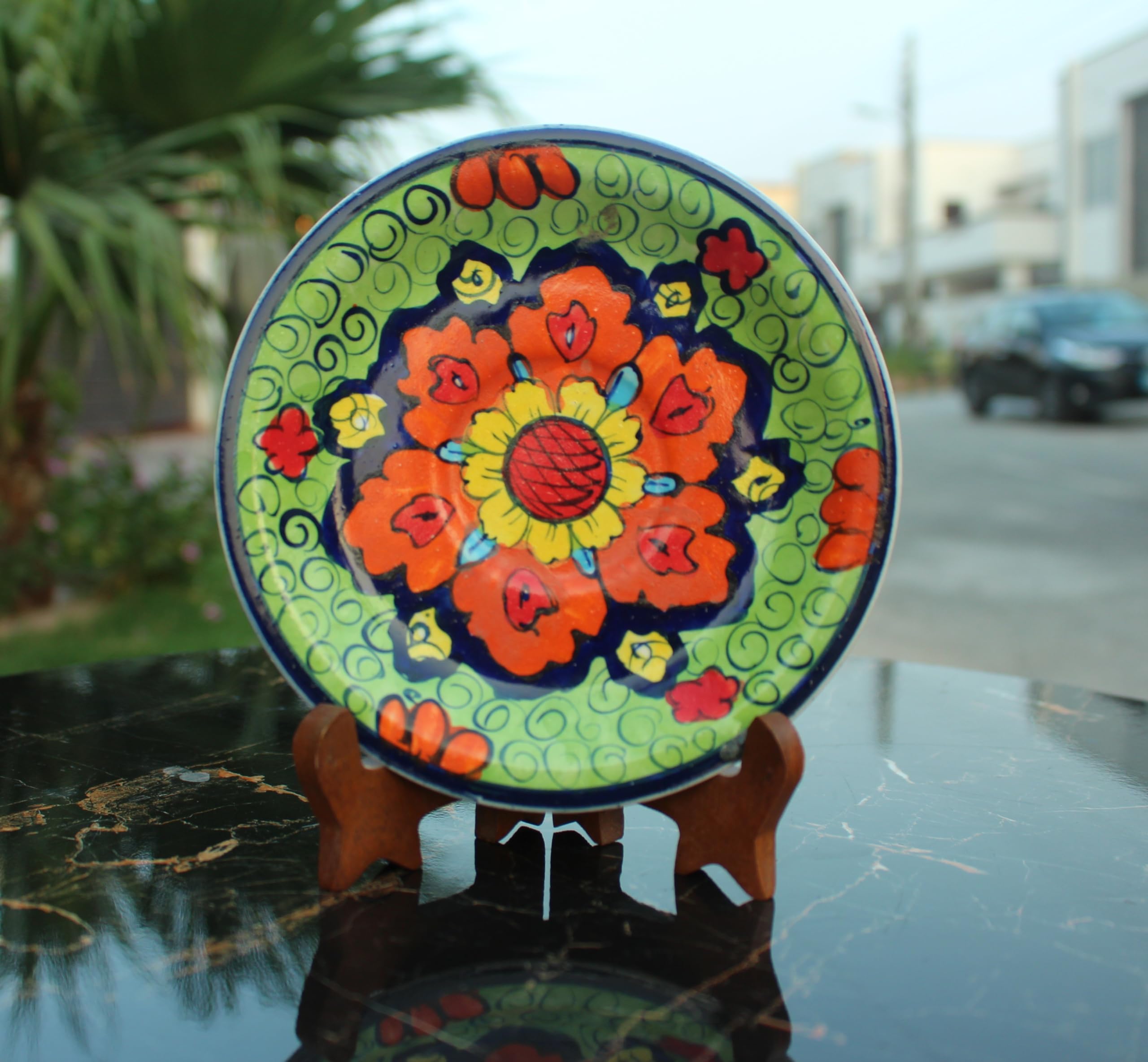 Set of nine traditional handmade and handpainted multani blue