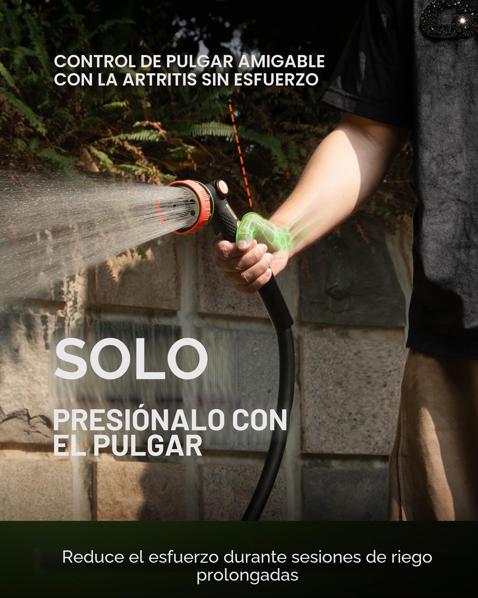 Pistola de Riego, Pistola de Agua para Jardín, 8 Modos Pulverizar Ajustable Pistola de Agua, para Limpieza de Automóvil/Riego del Césped, Baño de Mascotas,Limpieza de Jardines-Aceras