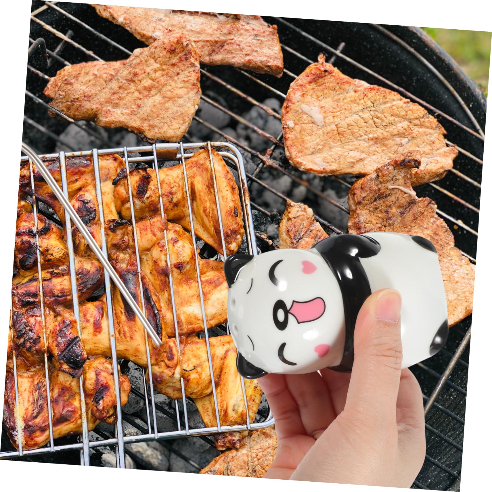 SOLUSTRE Panda Ceramic Seasoning Shaker Cute Kitchen Jar Lightweight and Spice Holder for Storing Condiments and Table Decor