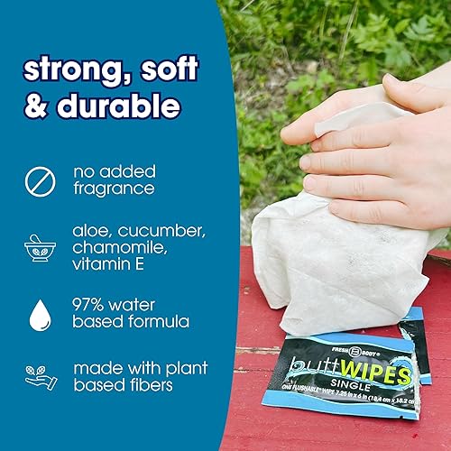 Miniatura 4 de ButtWIPES On-The-Go Toallitas desechables para adultos, 15 unidades, toallitas extra grandes para adultos envueltas individualmente con aloe y
