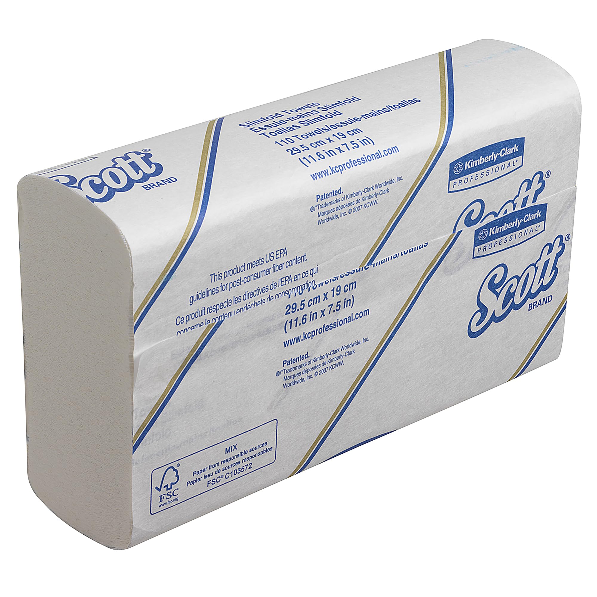 Scott Slimfold Asciugamani Intercalati 5856 1 Velo, Compatti, Assorbenti e Resistenti, Tecnologia Airflex, Compatibili con Dispenser Aquarius U7024, 16 Confezioni x 110 Fogli (1.760 Totali)