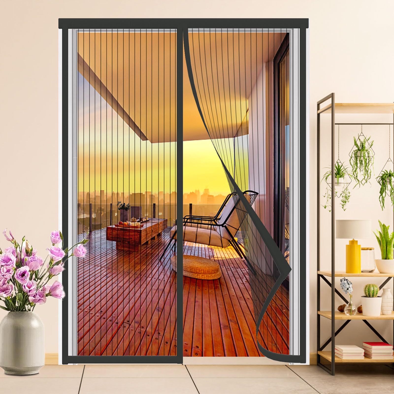 BukyTom Zanzariera Magnetica Porta 160x240 - Nera Tenda Zanzariere Magnetiche per Porta Balcone - Magnete Zanzariera con Calamite - Magnetic Door Screen - Rete Fine Magneti Anti Zanzare