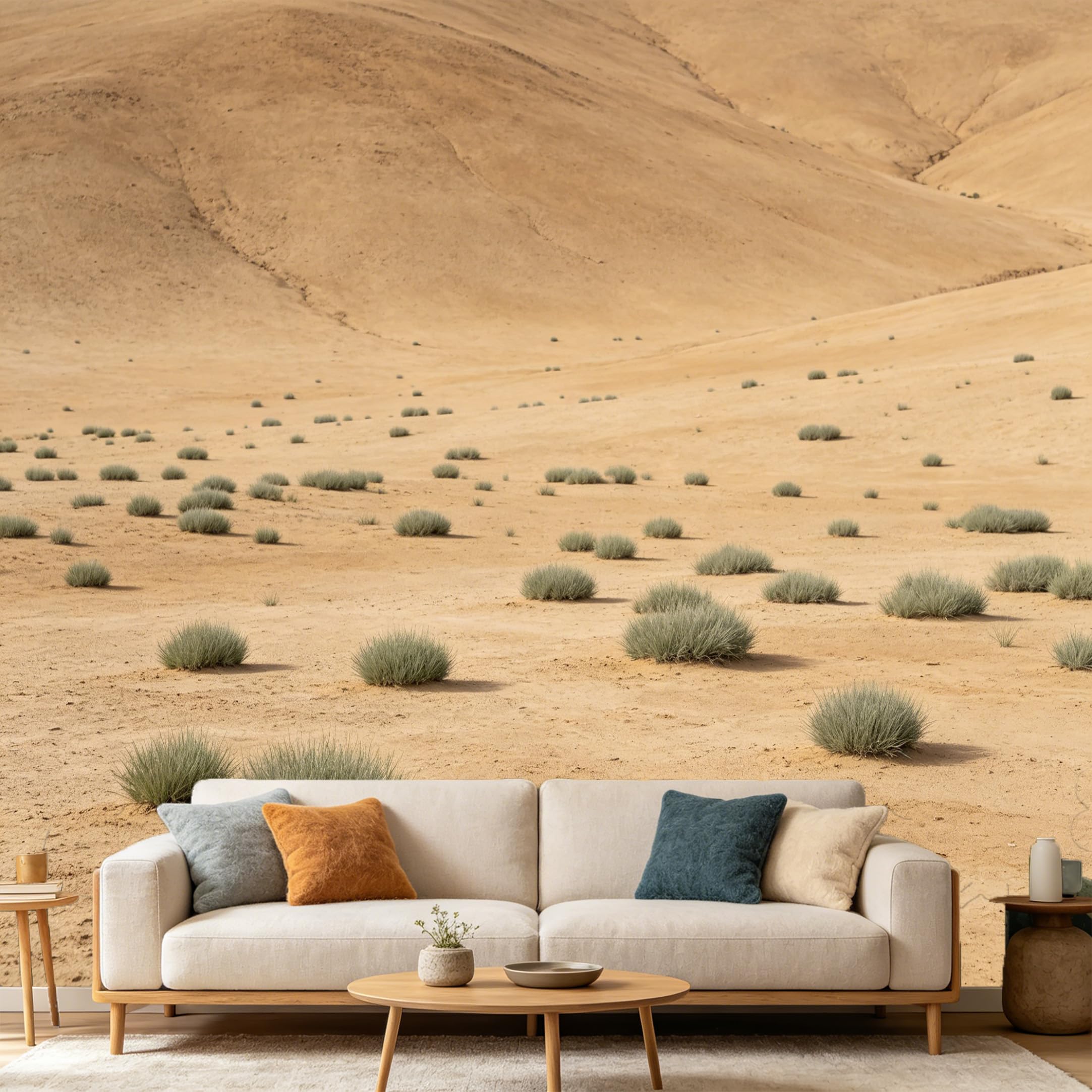 Custom Size Wall Mural Minimalist Desert Landscape Scenery Dry Sand Dunes SelfAdhesive Art Prints wall Fabric（No PVC） Removable Wallpaper Home Bedroom Decor