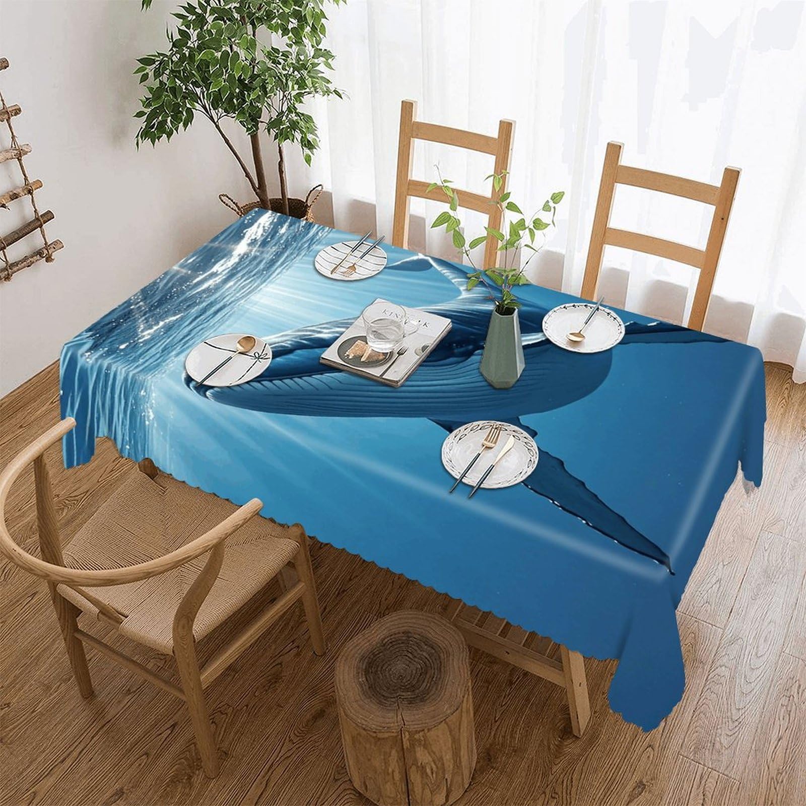 LZQPOEAS Swimming Fish Png Tablecloth Rectangle Table Cloth Decorative Fabric Table Cover Waterproof Seasonal Table Cover Wrinkle Resistant Washable Table Cloth for Party Picnic Dinner Decor 55"x70"