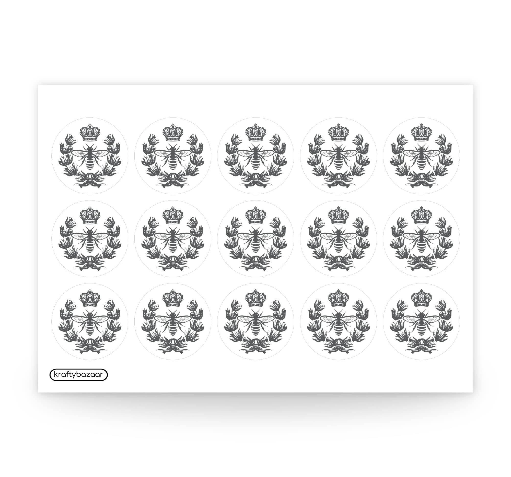 Pack of 450 White Bumble Bee Paper Labels, 37mm Self-Adhesive Stickers, Multipack Stationery Craft Decor Labels