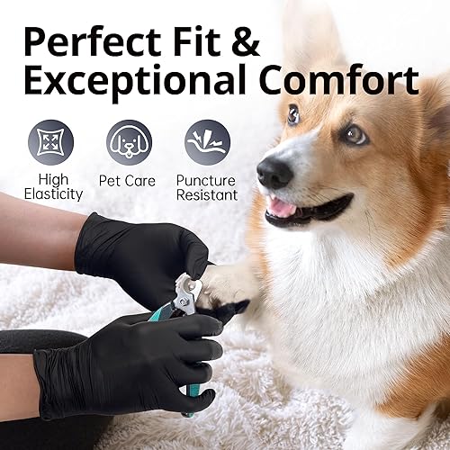 Miniatura 2 de Guantes desechables de nitrilo de 3 mil, guantes de nitrilo negro desechables sin látex para médicos, cocina y esteticista, guantes de goma seguros