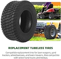 Vista 3 de Juego de 2 neumáticos 16x6.50-8 - 4PR resistentes sin cámara, neumáticos de repuesto para tractor de césped con banda de rodadura estriada profunda