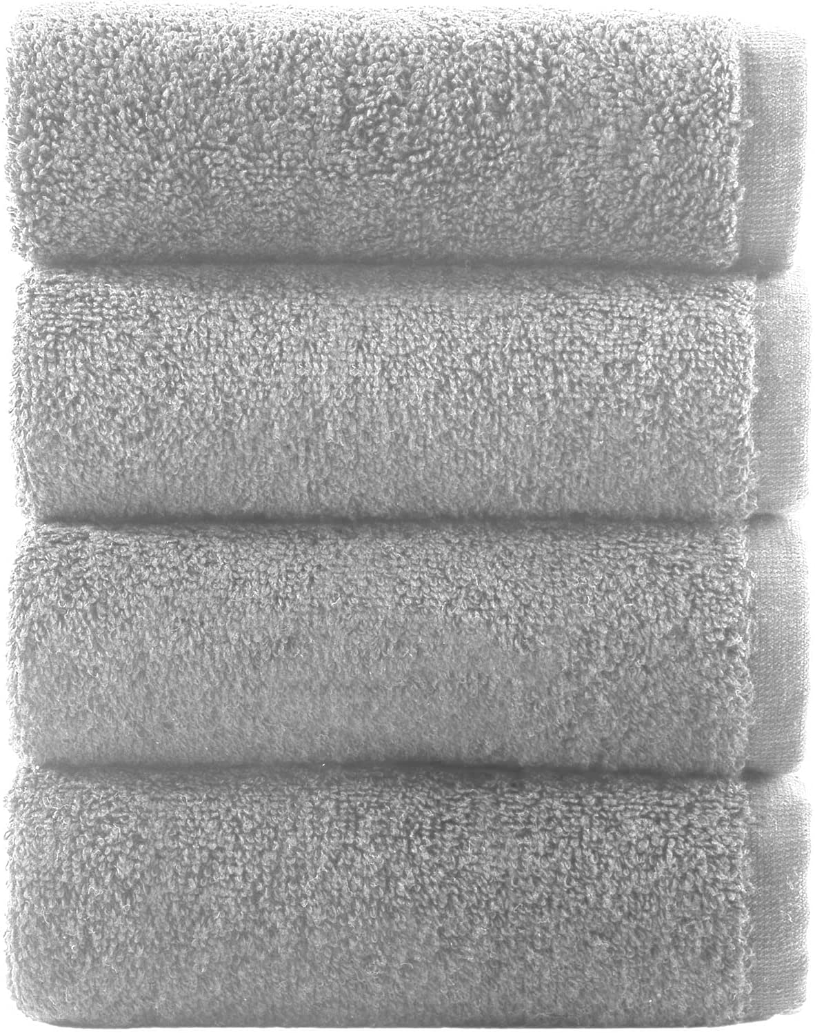 Towelbay Light Grey 4 X Face Cloths -500 Gsm- Premium Egyptian Cotton Flannel Wash Cloth Fingertip Towel Set For Gym, Spa (, Cotton)