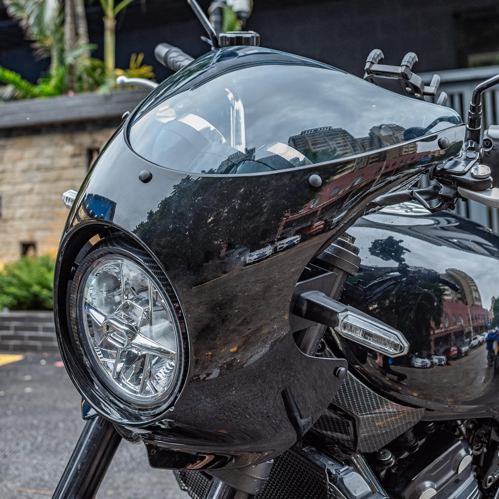 Motorcycle Headlight Fairing Windshield Kit Compatible with Z900RS 2018-2025 Front Upper Fairing Mount Kit, Red+Black Smoke