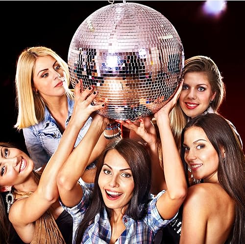 Miniatura 5 de Marsui Paquete de 2 bolas grandes de discoteca plateadas, espejo reflectante, bola de discoteca, adorno de bola de discoteca para fiestas,