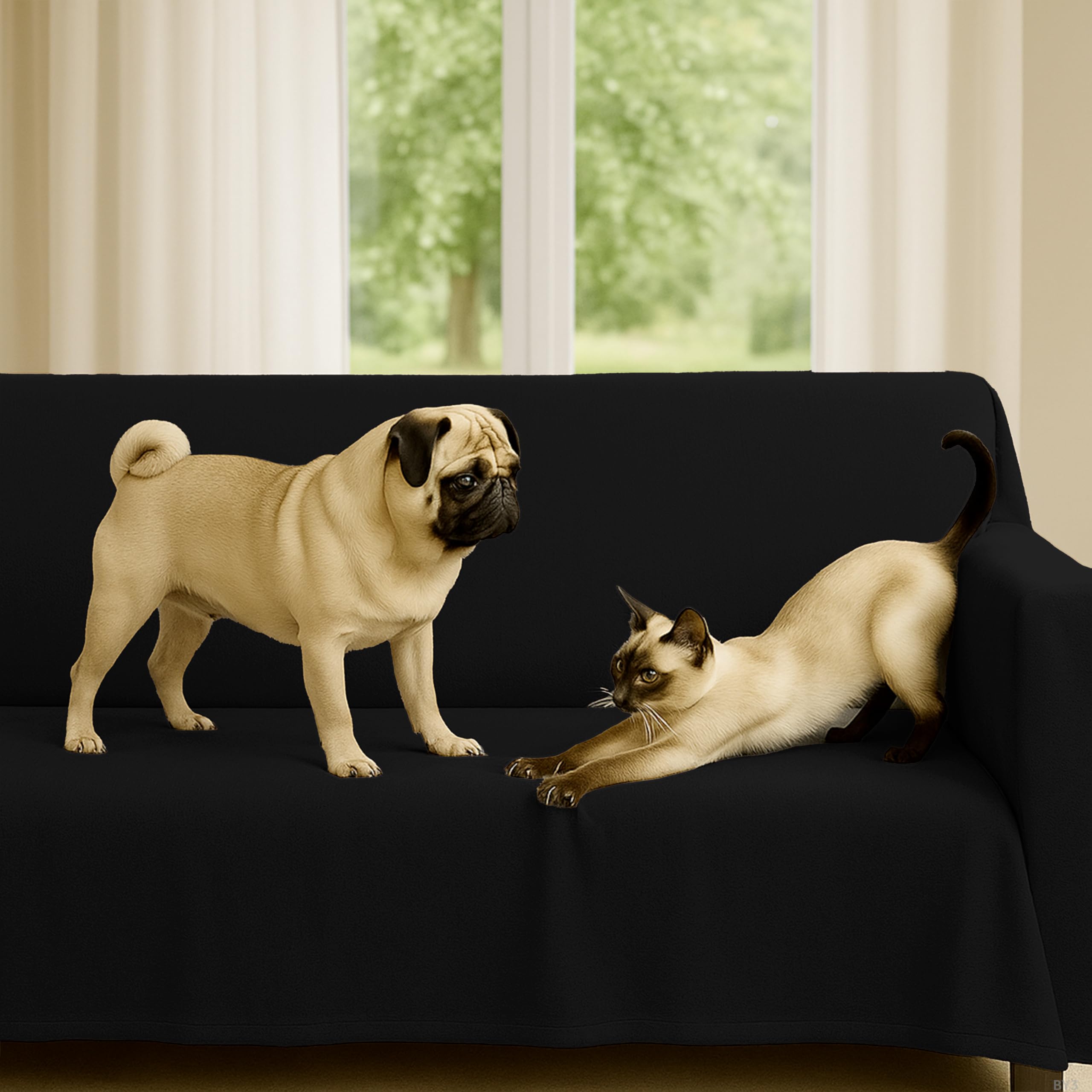 Couvre sofa universel 1 place Byour3 coton épais pour canapé d'angle