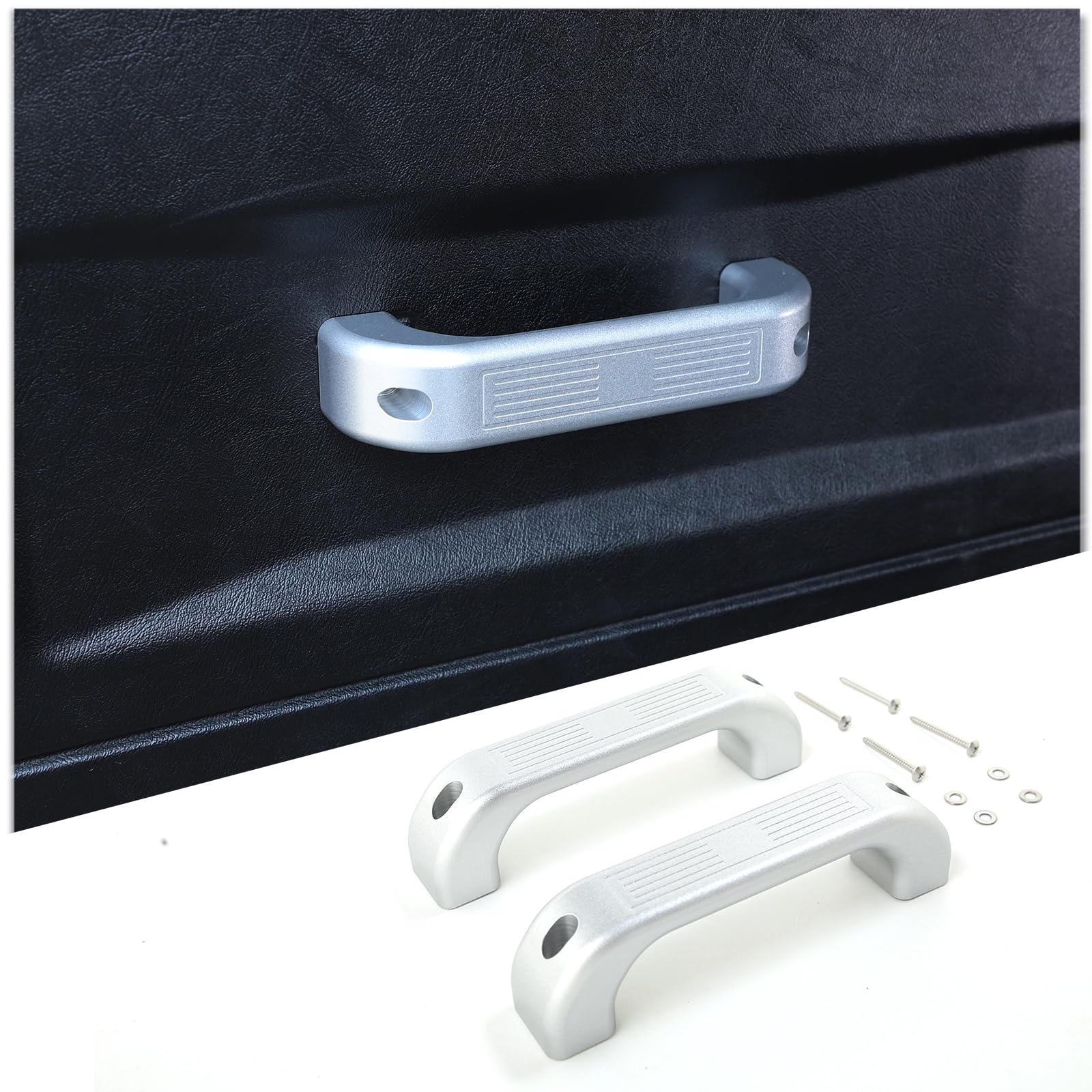 Poignée de porte intérieure en alliage d'aluminium pour Land Rover Defender 110 90 130 (Style B) Argenté
