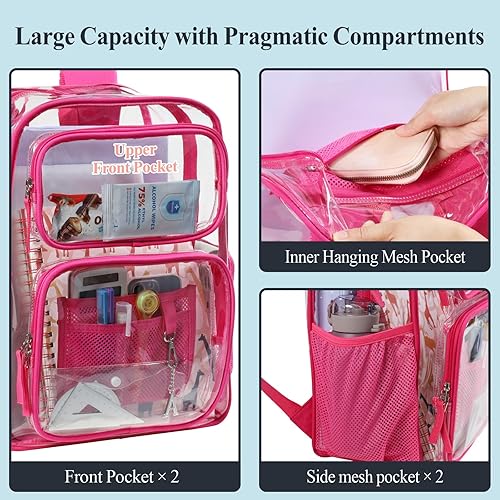 Miniatura 4 de PACKISM Mochila Transparente para la Escuela - 17 pulgadas Mochila Escolar Transparente Grande de Servicio Pesado, Mochila Transparente de PVC