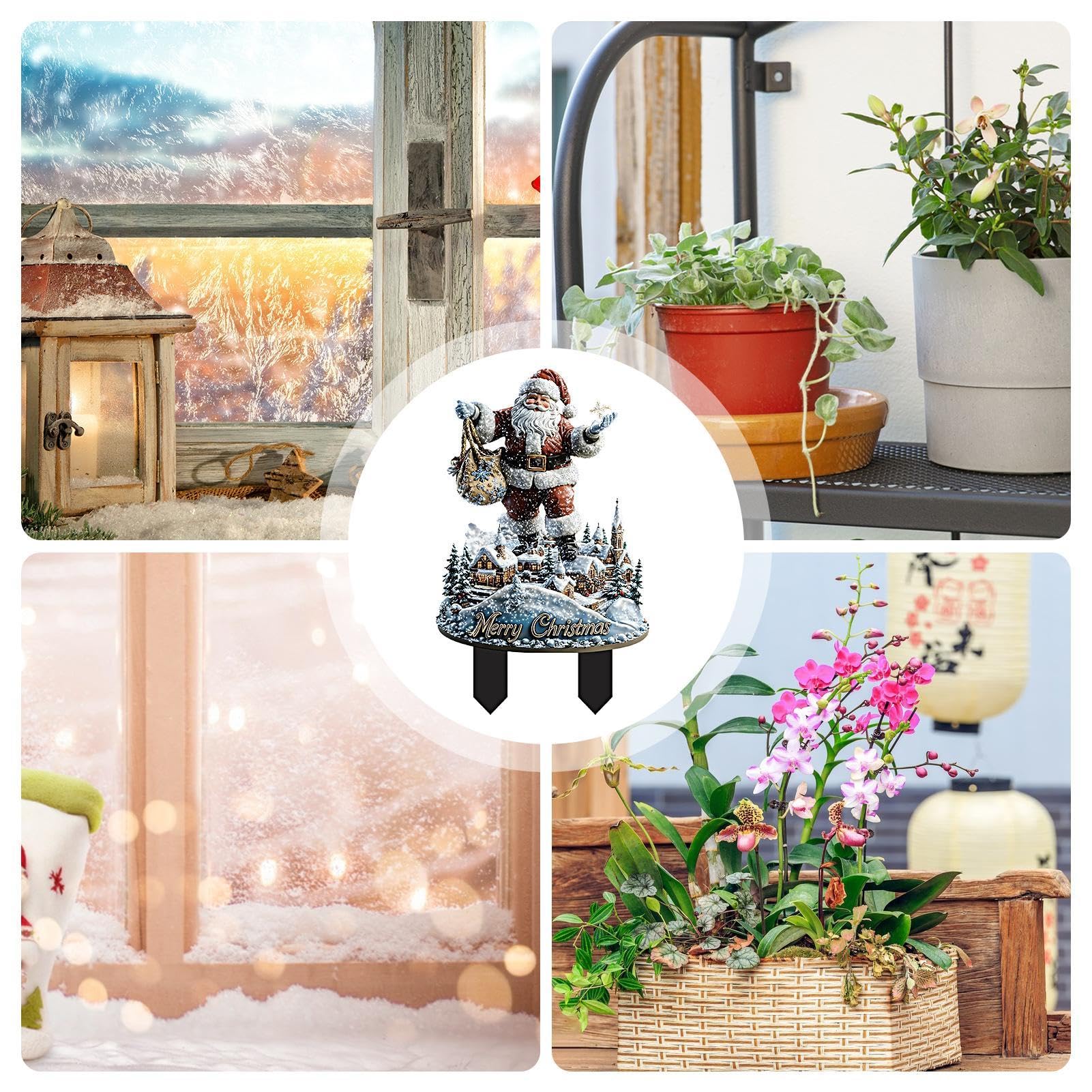 Piquet De Jardin En Acrylique Père Noël Suncatcher - Décoration De Noël