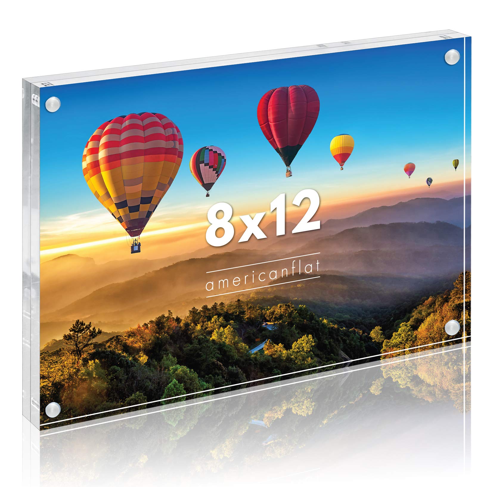 Americanflat 8x12 Acrylic Picture Frame - Double Sided Frames with Magnetic Corners - Transparent Acrylic Frames for Desk or Tabletop Display - 8x12 Picture Frame with Microfiber Cloth Included