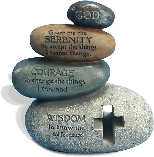 Serenity Prayer Stones Figurine - Faith-Based Stacked Stone Resin Decor