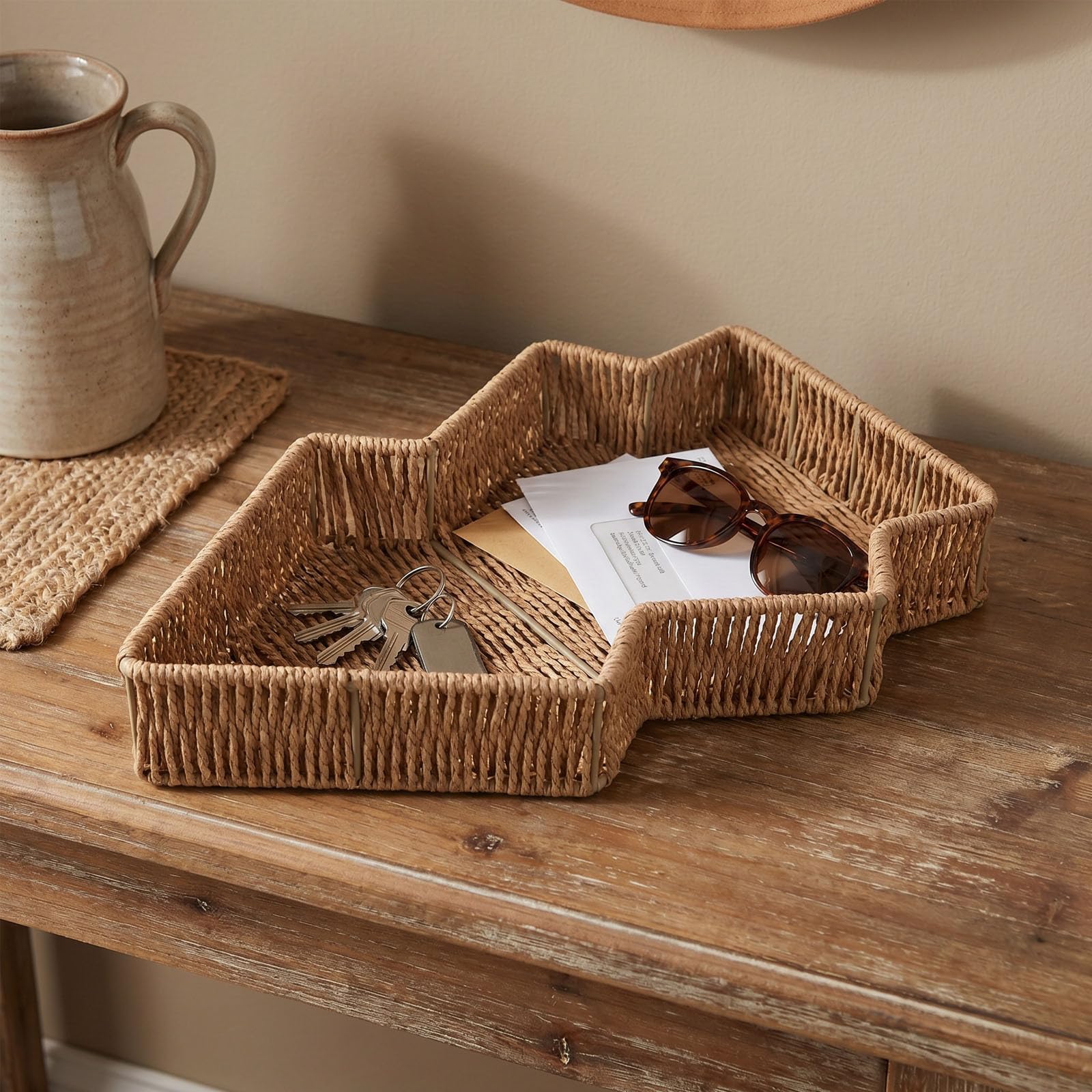 ABOOFAN 2 Piezas Cesta de Mimbre Estilo Rústico Ligera y Fácil de Manejar Forma de Árbol de Navidad Adecuado para Desayunos Informales y Ocasiones Festivas